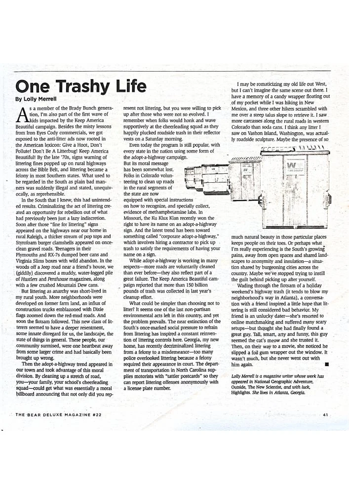 Opening page of One Trashy Life